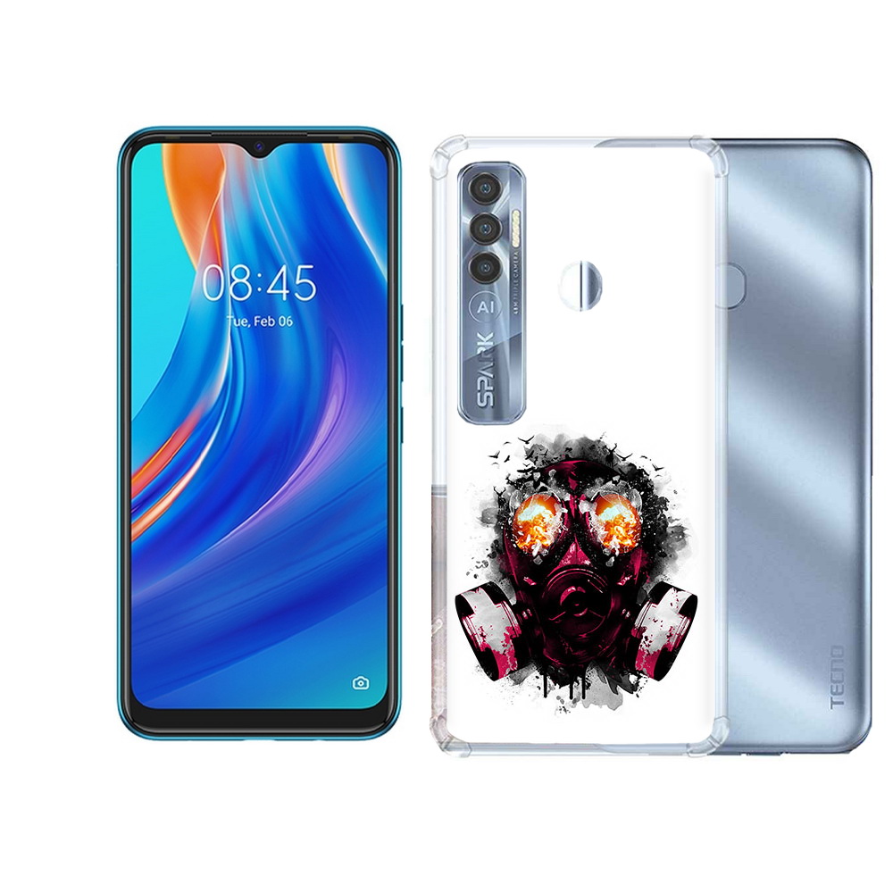 

Чехол MyPads Tocco для Tecno Spark 7 Pro красный противогаз, Прозрачный, Tocco