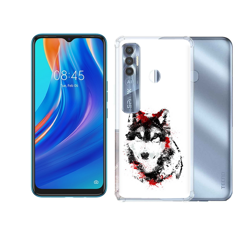 

Чехол MyPads Tocco для Tecno Spark 7 Pro кровавый волк, Прозрачный, Tocco