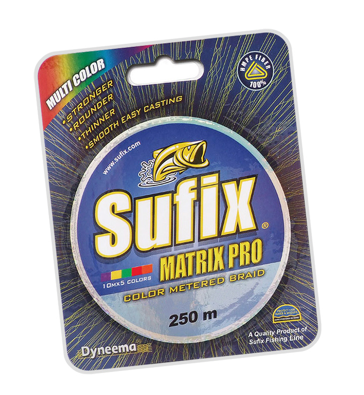 Леска плетеная SUFIX Matrix Pro разноцвет. 250м 0.18мм 13.5кг