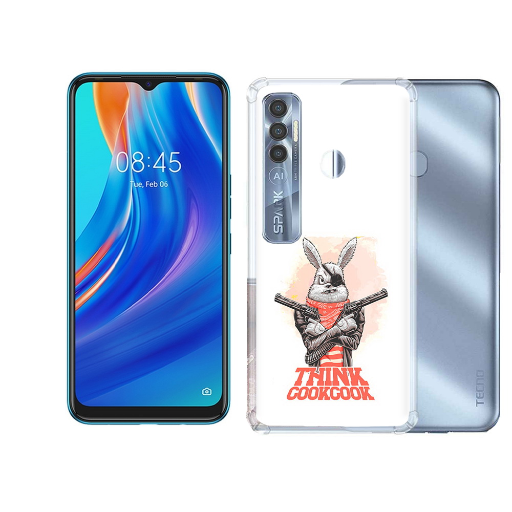 

Чехол MyPads Tocco для Tecno Spark 7 Pro кролик пират, Прозрачный, Tocco