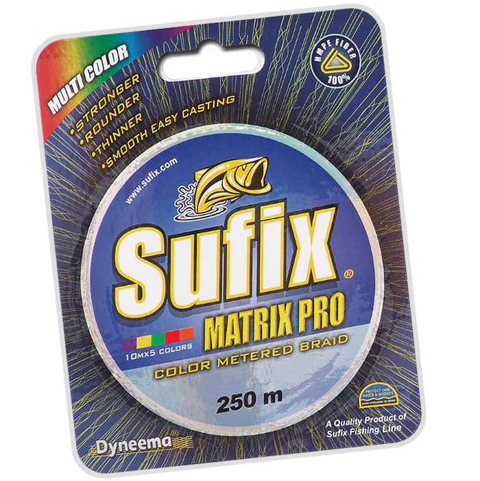 фото Леска плетеная sufix matrix pro разноцвет. 250м 0.20мм 18кг