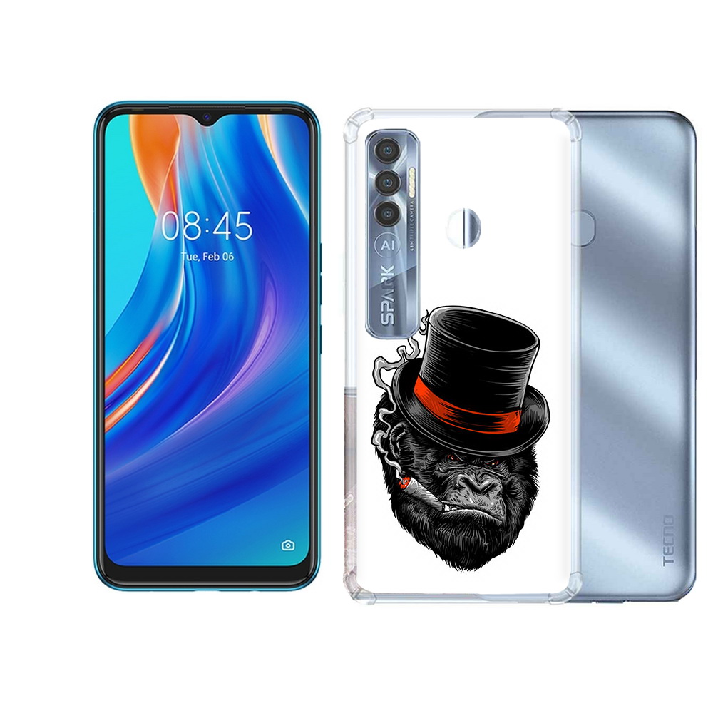 

Чехол MyPads Tocco для Tecno Spark 7 Pro дизайнерская горилла, Прозрачный, Tocco