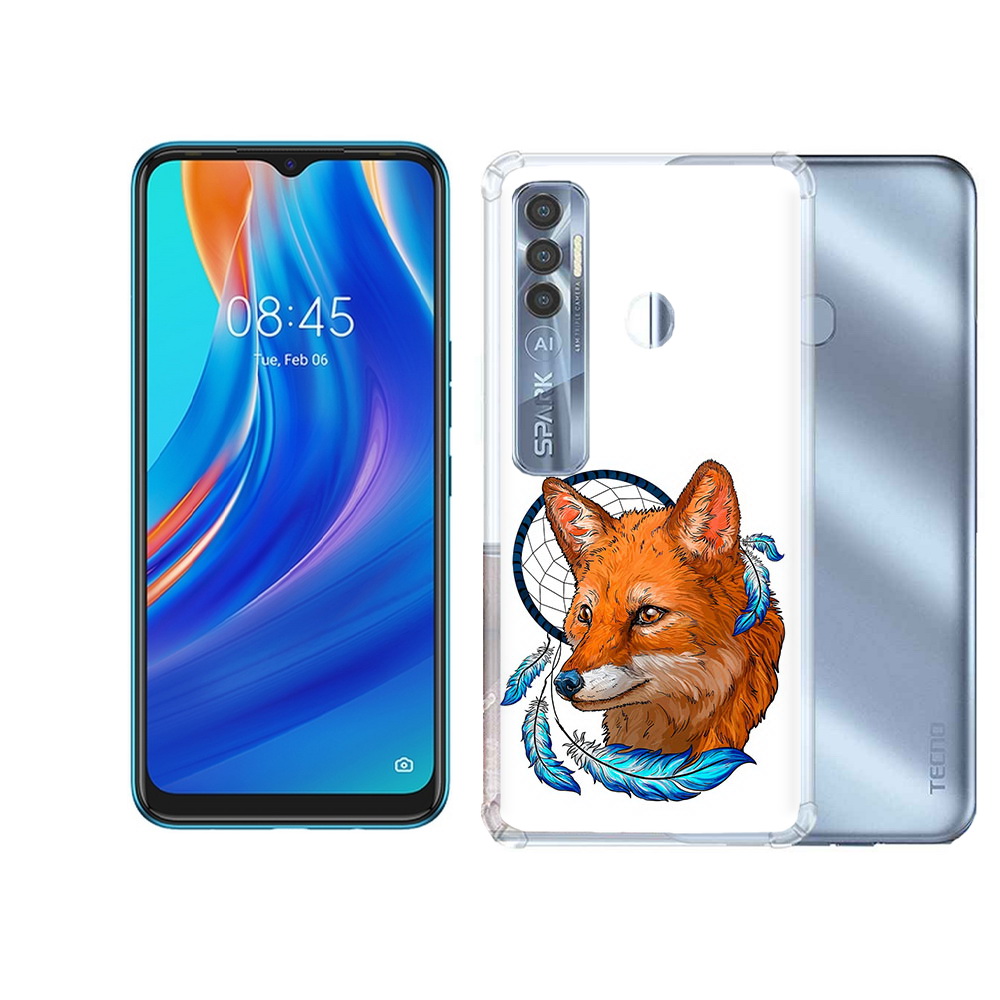 

Чехол MyPads Tocco для Tecno Spark 7 Pro лиса и ловец снов, Прозрачный, Tocco