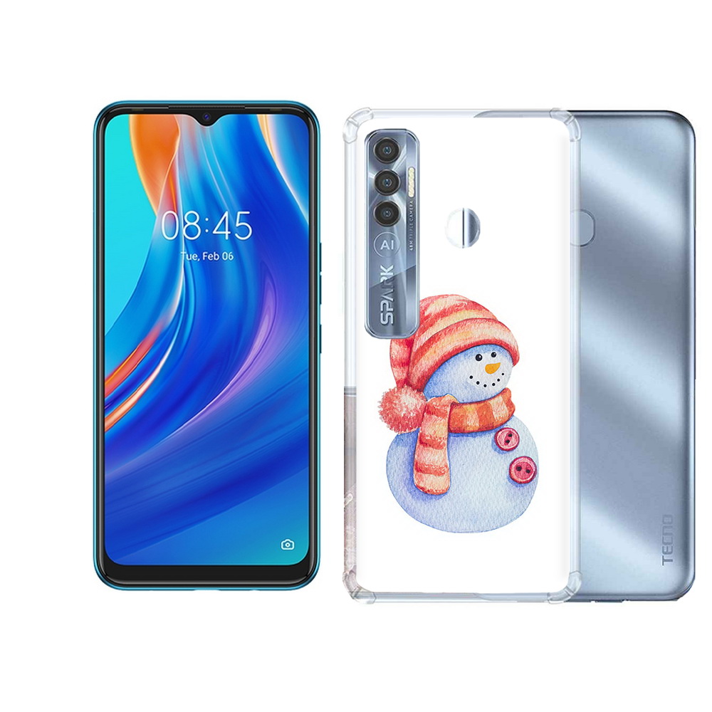 

Чехол MyPads Tocco для Tecno Spark 7 Pro Веселый снеговик, Прозрачный, Tocco