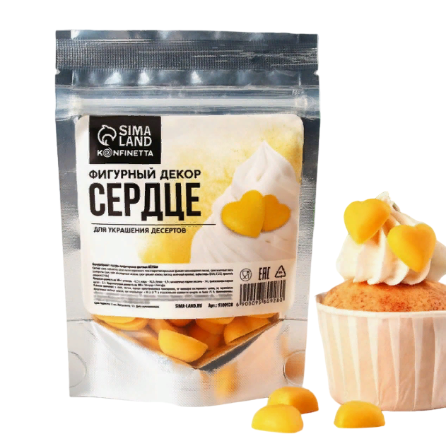 

Фигурный декор Сердце, цвет: жёлтый, 50 г.