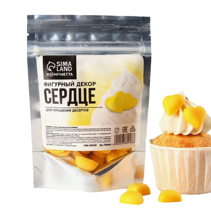 

Фигурный декор Сердце, цвет: лимонный, 50 г.