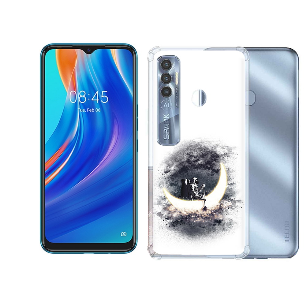 

Чехол MyPads Tocco для Tecno Spark 7 Pro лунный путешественник, Прозрачный, Tocco