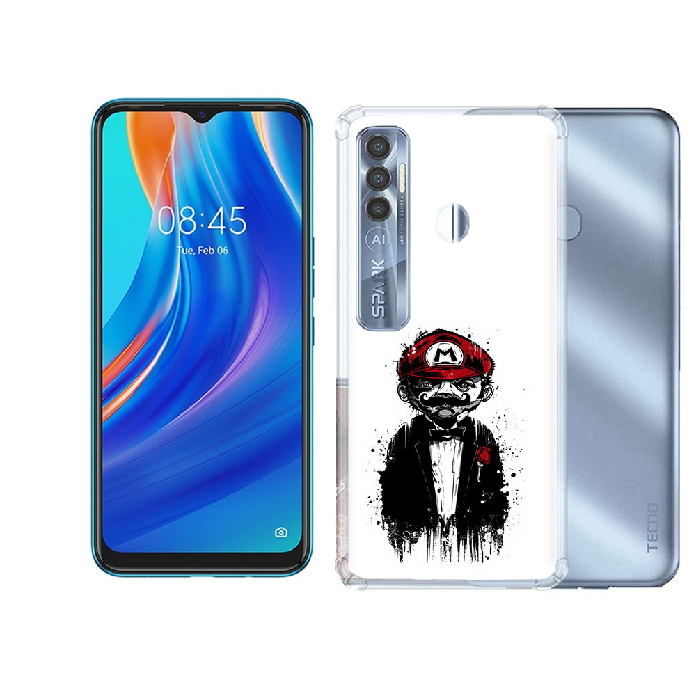

Чехол MyPads Tocco для Tecno Spark 7 Pro марио, Прозрачный, Tocco