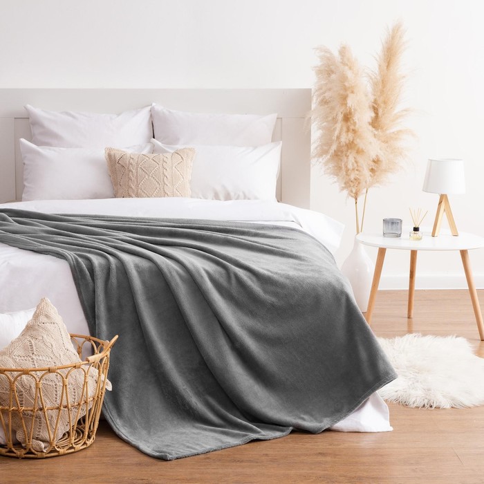 

Плед Этель 180x200 см, цв. серый, 100% п/э, корал-флис , 220 гр/м2, home