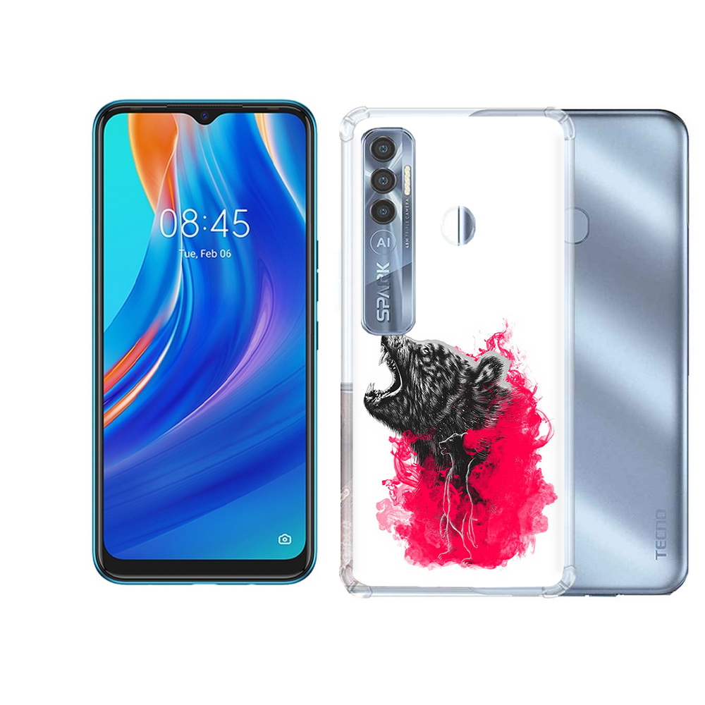 

Чехол MyPads Tocco для Tecno Spark 7 Pro медведь в дымке, Прозрачный, Tocco