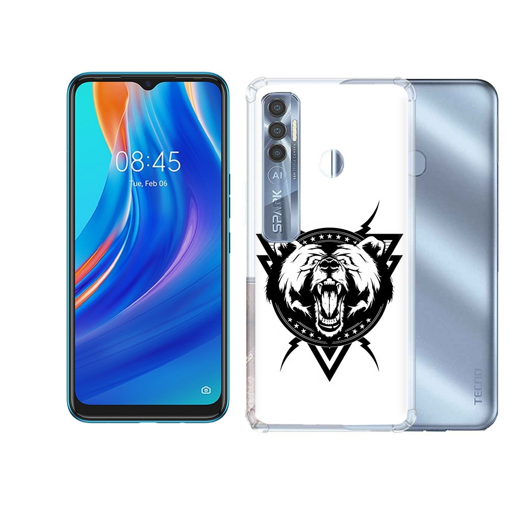 

Чехол MyPads Tocco для Tecno Spark 7 Pro медведь в треугольнике, Прозрачный, Tocco
