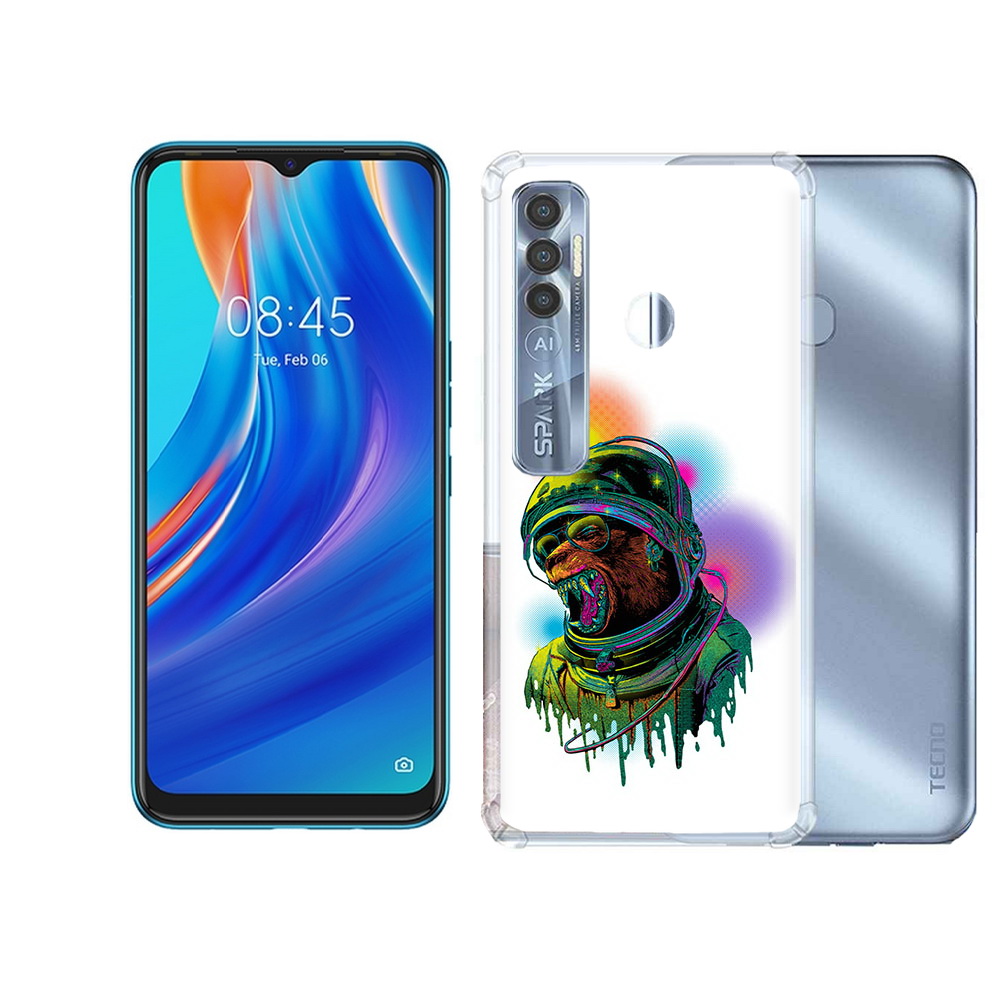 

Чехол MyPads Tocco для Tecno Spark 7 Pro медведь космонавт, Прозрачный, Tocco