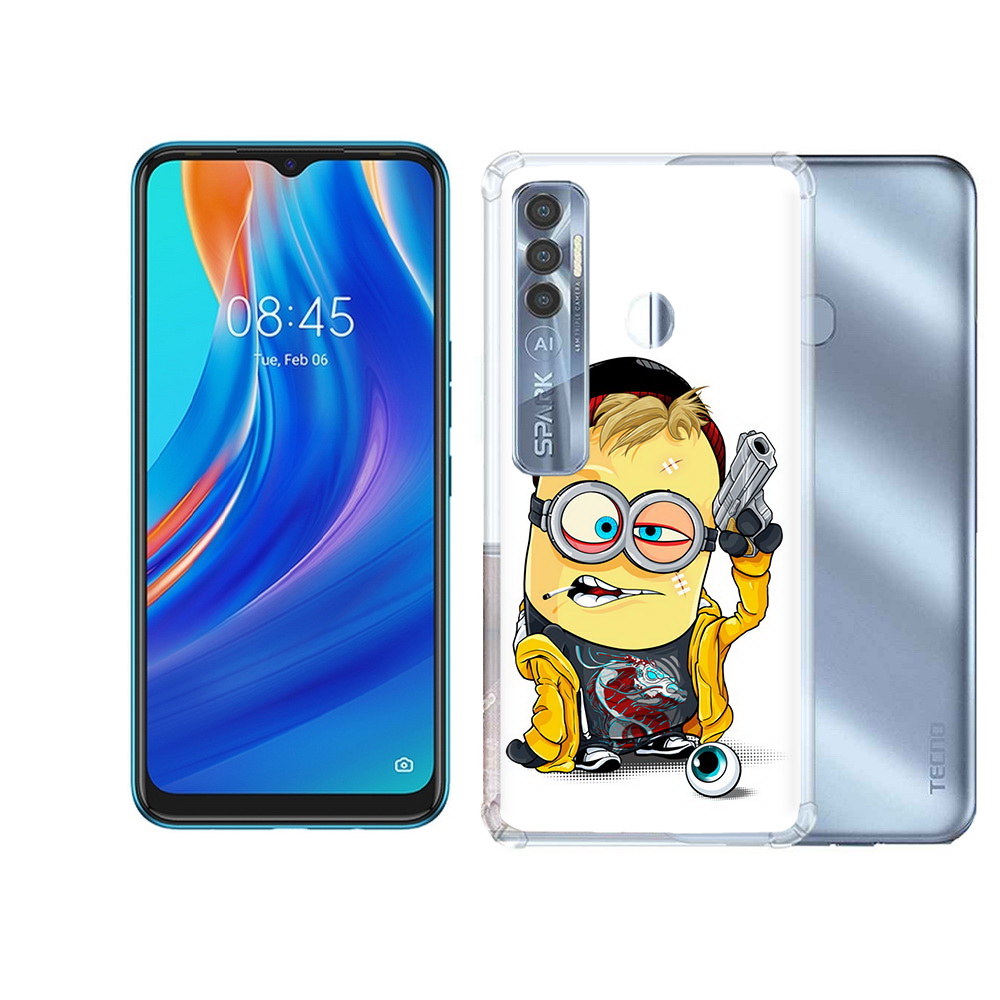 

Чехол MyPads Tocco для Tecno Spark 7 Pro миньон бандит, Прозрачный, Tocco