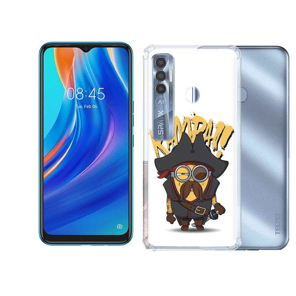 

Чехол MyPads Tocco для Tecno Spark 7 Pro миньон пират, Прозрачный, Tocco