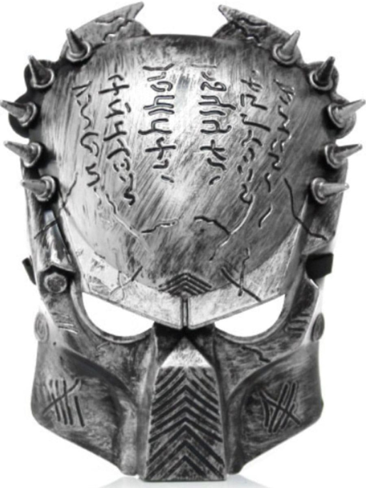 

Карнавальная маска NoBrand Хищник Predator на резинке, 26 см, Серый, Хищник