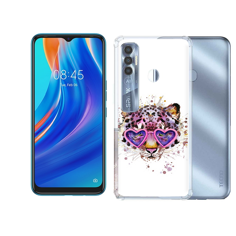 

Чехол MyPads Tocco для Tecno Spark 7 Pro модный леопард, Прозрачный, Tocco