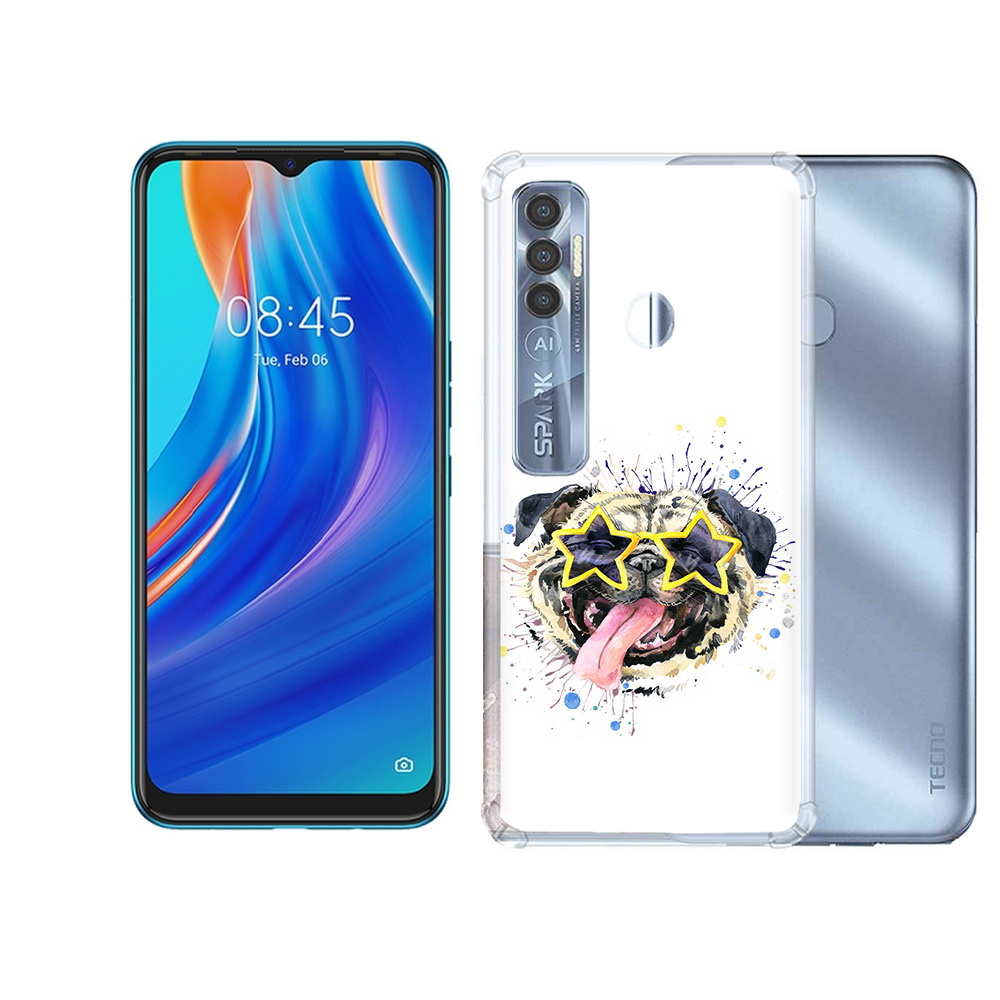 

Чехол MyPads Tocco для Tecno Spark 7 Pro мопс боксер, Прозрачный, Tocco