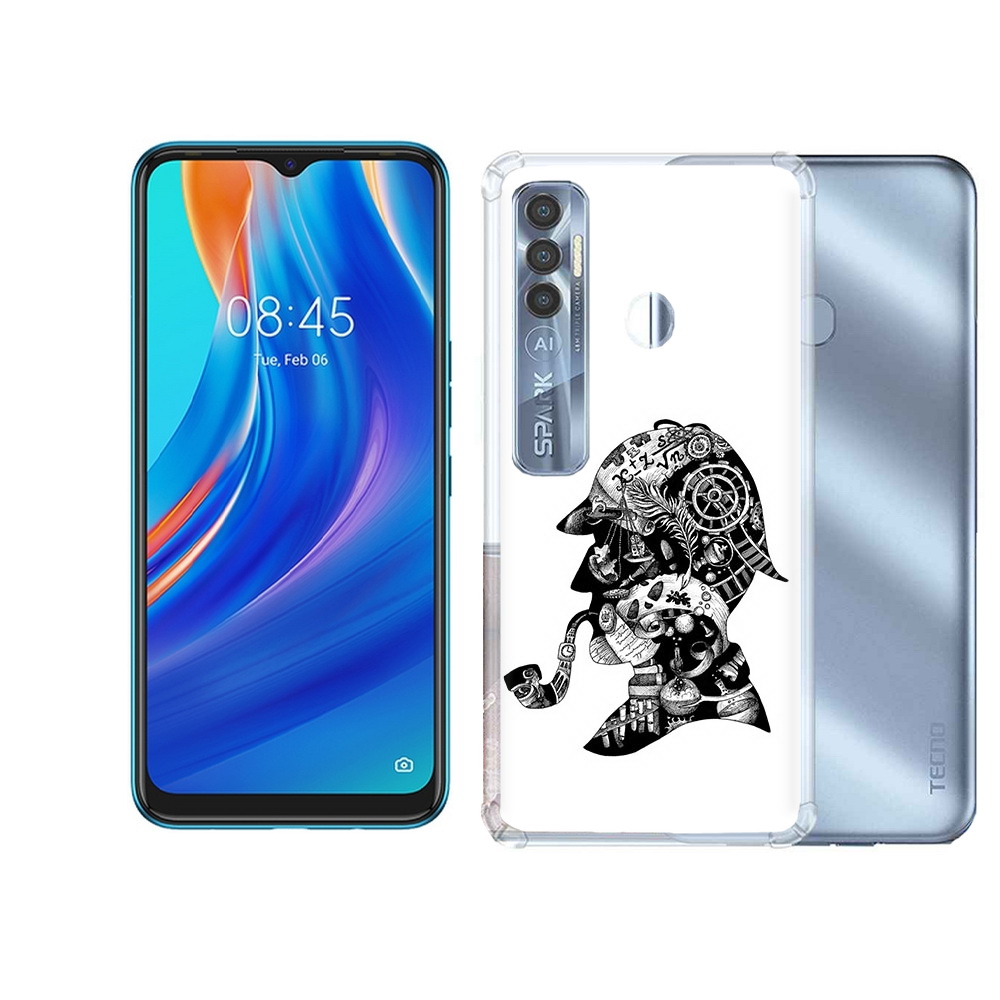 

Чехол MyPads Tocco для Tecno Spark 7 Pro мужчина с трубкой абстракция, Прозрачный, Tocco