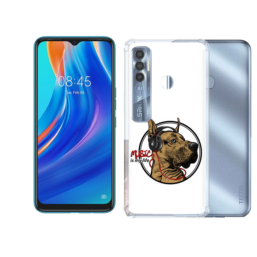 

Чехол MyPads Tocco для Tecno Spark 7 Pro музыкальная собака, Прозрачный, Tocco