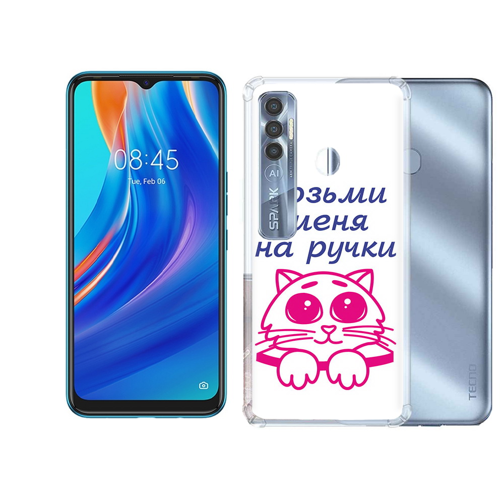 

Чехол MyPads Tocco для Tecno Spark 7 Pro мяу, Прозрачный, Tocco