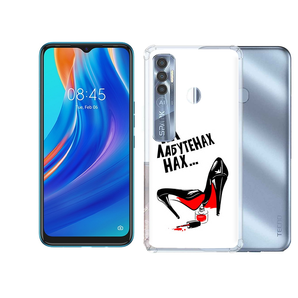 

Чехол MyPads Tocco для Tecno Spark 7 Pro на лабутенах, Прозрачный, Tocco