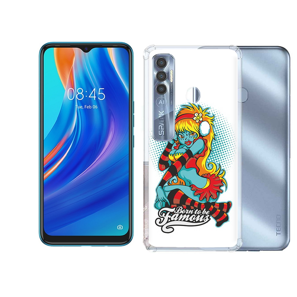 

Чехол MyPads Tocco для Tecno Spark 7 Pro нарисованная девушка в наушниках, Прозрачный, Tocco