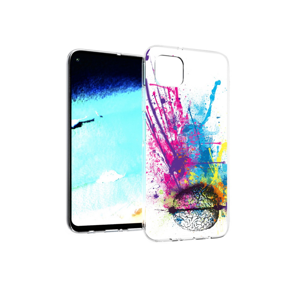 

Чехол MyPads Tocco для Huawei Nova 6 SE яркий красочный мозг, Прозрачный, Tocco