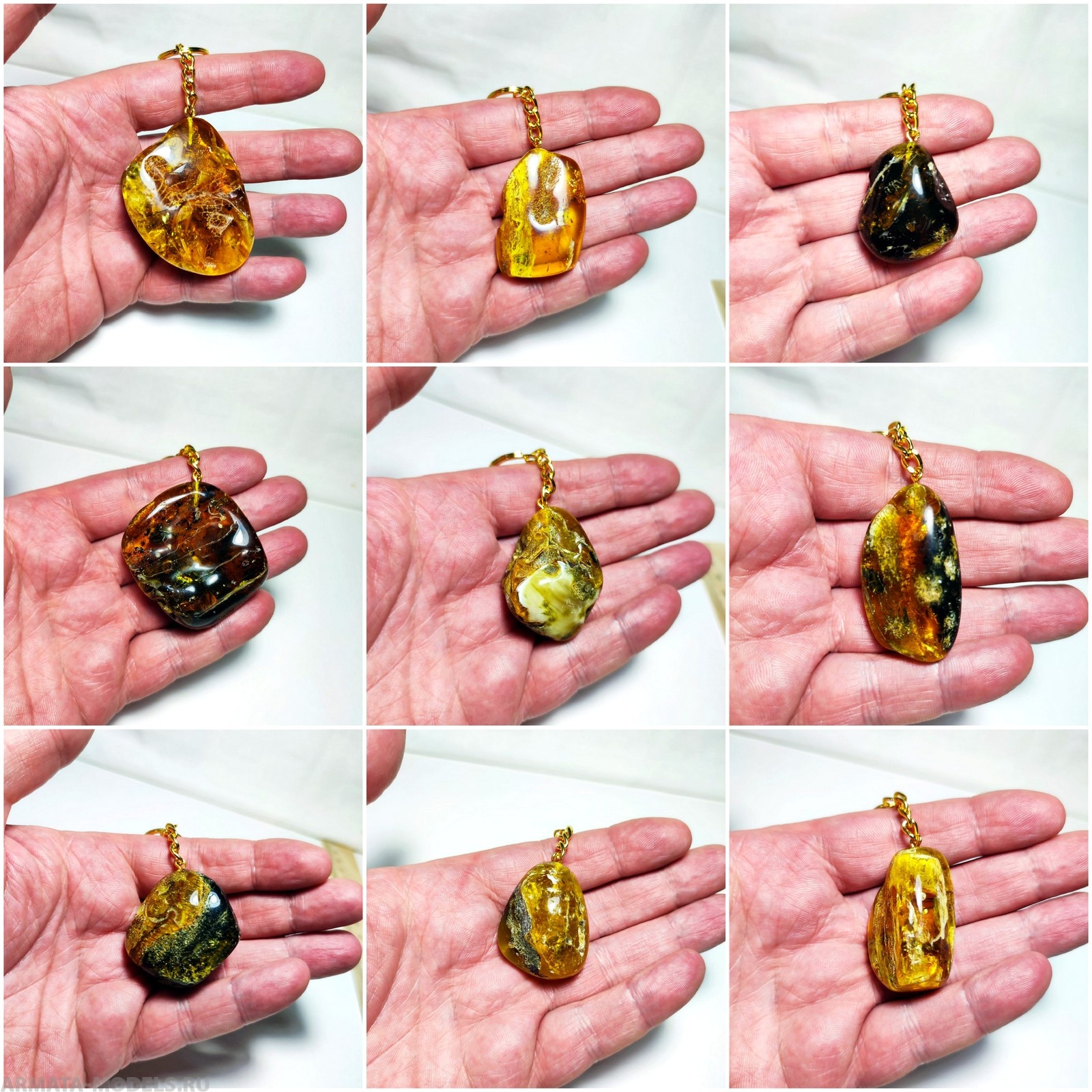 AAM0014 Уникальный брелок из натурального балтийского янтаря с инклюзами