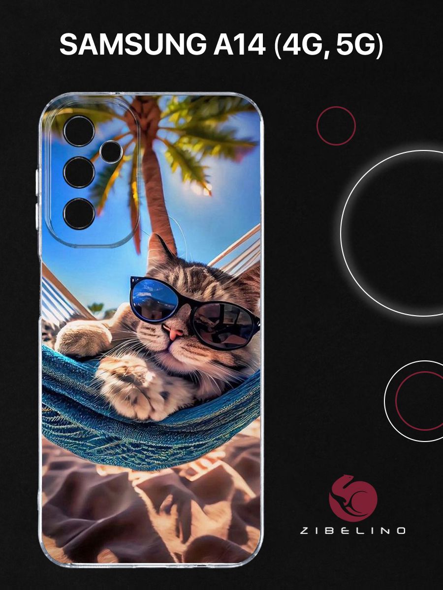 

Чехол Для Samsung Galaxy A14 (4G) (5G) Прозрачный С Рисунком, С Принтом Кот Батон Чил, ZUTCP-SAM-A14-CAM-TRN