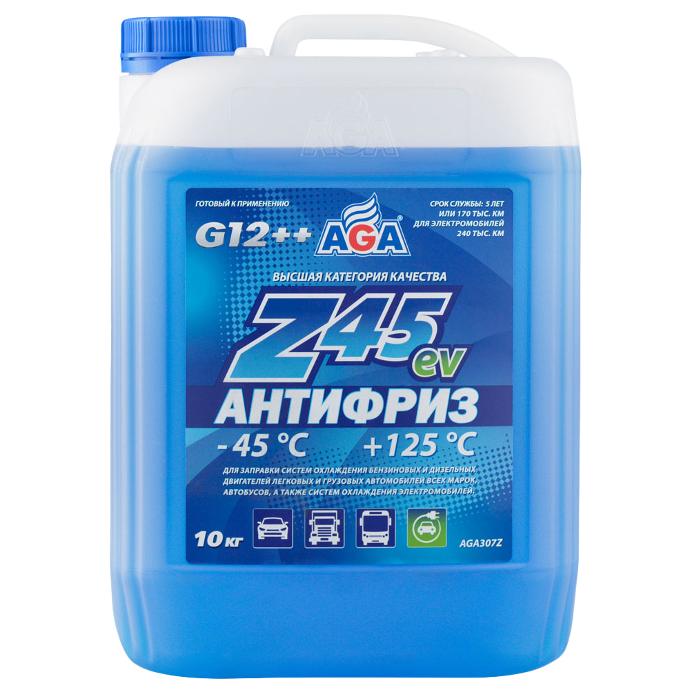 Антифриз  готовый к применению  синий  -45С  10 кг  G-12++ AGA ANTIFREEZE AGA-Z45  PREMIX