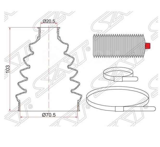 фото Пыльник шруса наружный fr toyota camry asv50/ mmc asx 10- 1,6 (2 хомута. термопластик) sat