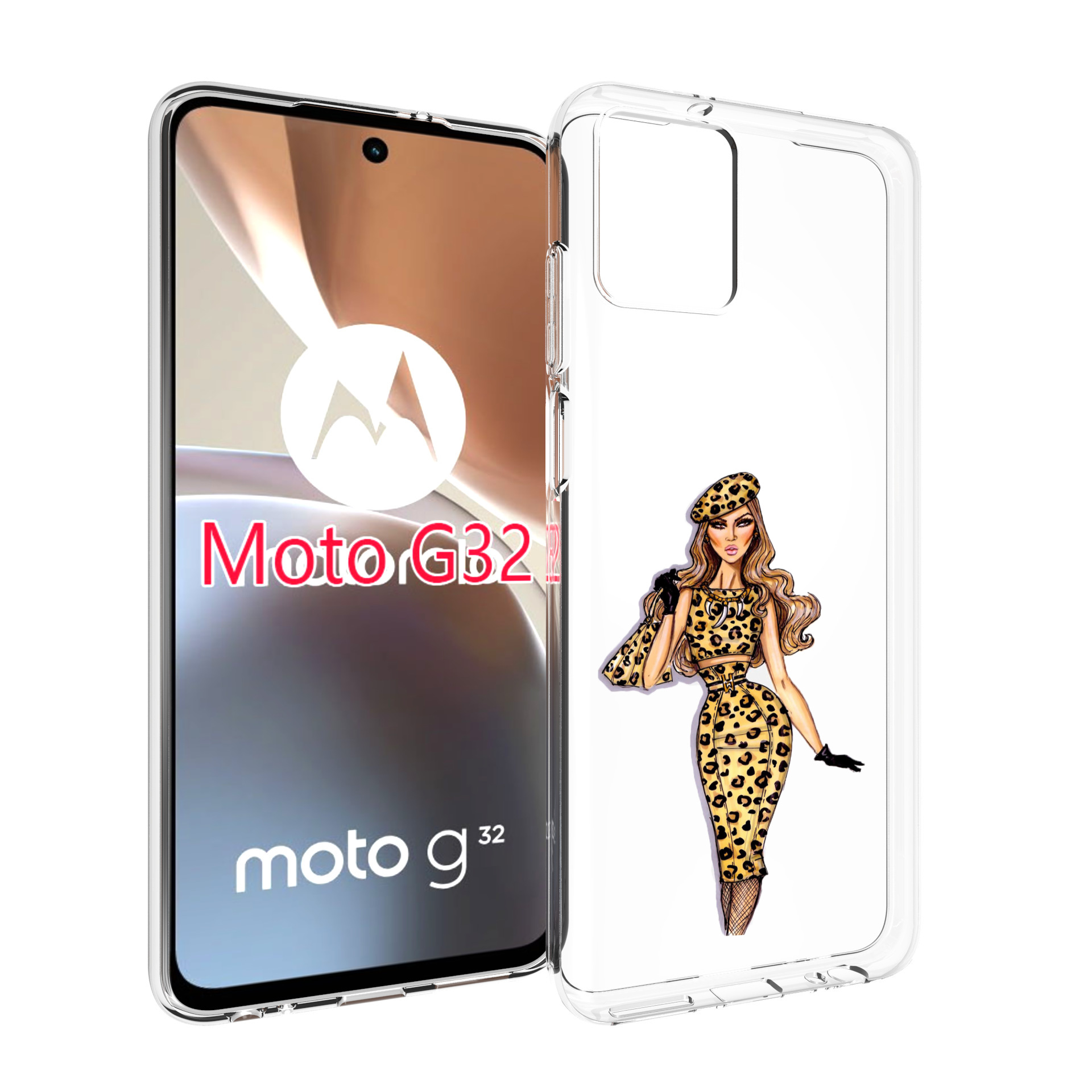 

Чехол MyPads леопардовое платье женский для Motorola Moto G32, Прозрачный, Tocco