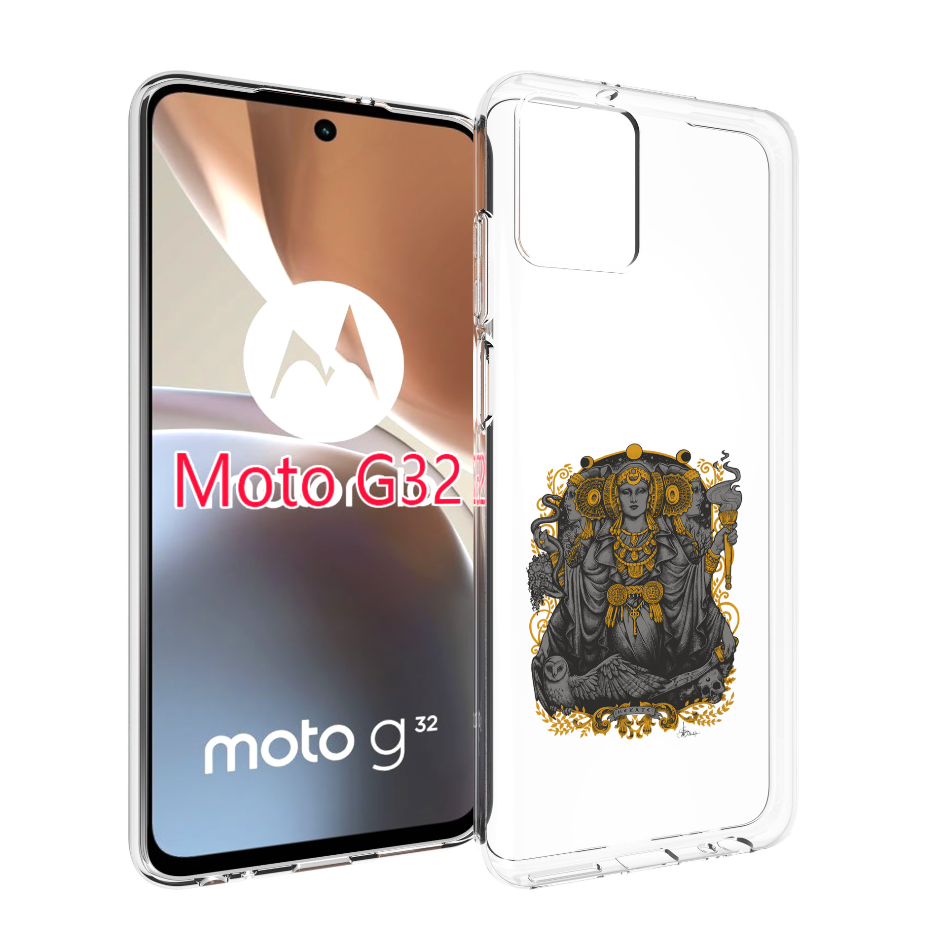 

Чехол MyPads божество с золотыми элементами для Motorola Moto G32, Прозрачный, Tocco