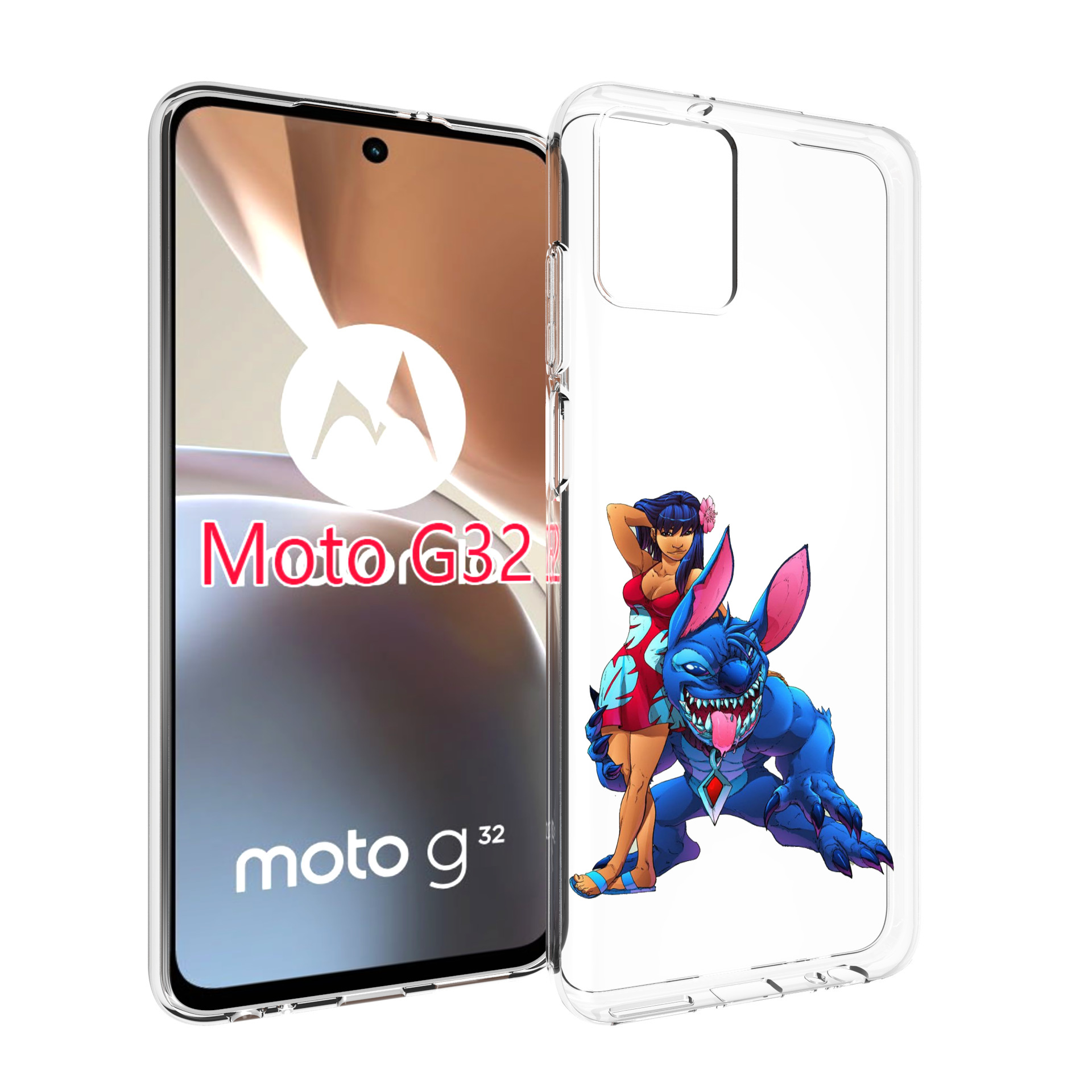 

Чехол MyPads лило и накаченный стич детский для Motorola Moto G32, Прозрачный, Tocco