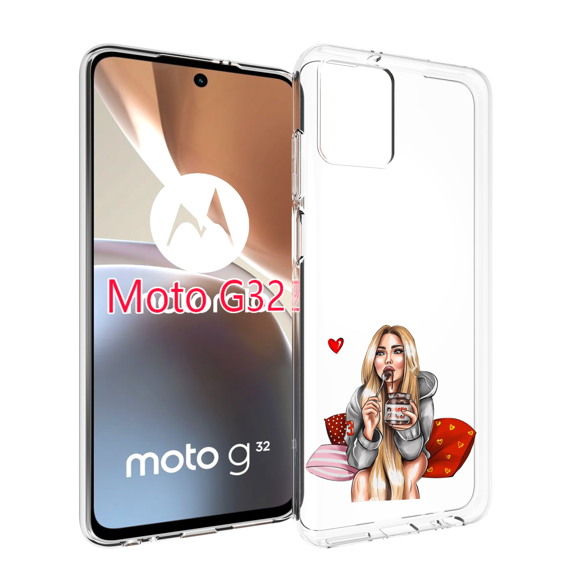 

Чехол MyPads любительница-нутеллы женский для Motorola Moto G32, Прозрачный, Tocco