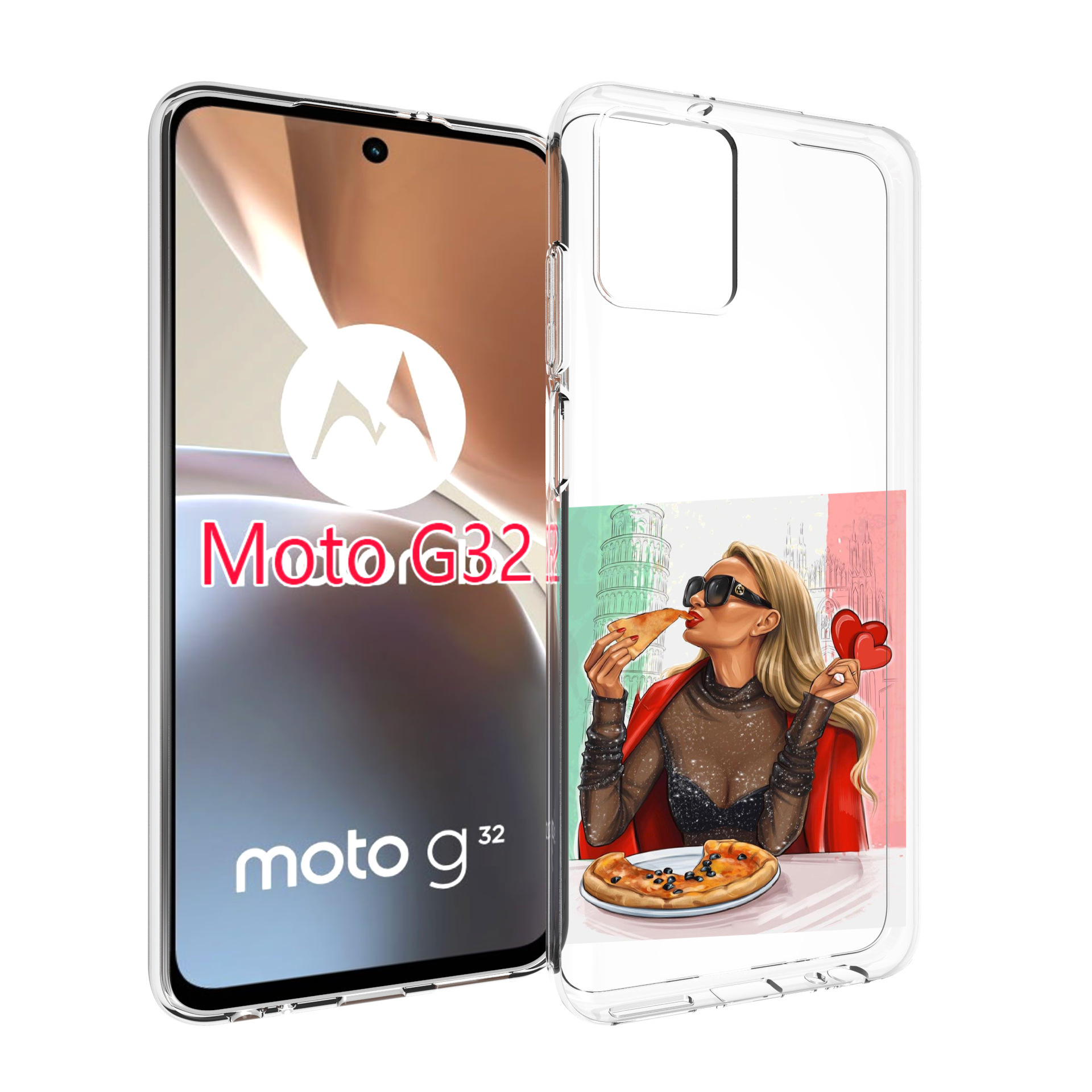 

Чехол MyPads любительница-пиццы женский для Motorola Moto G32, Прозрачный, Tocco