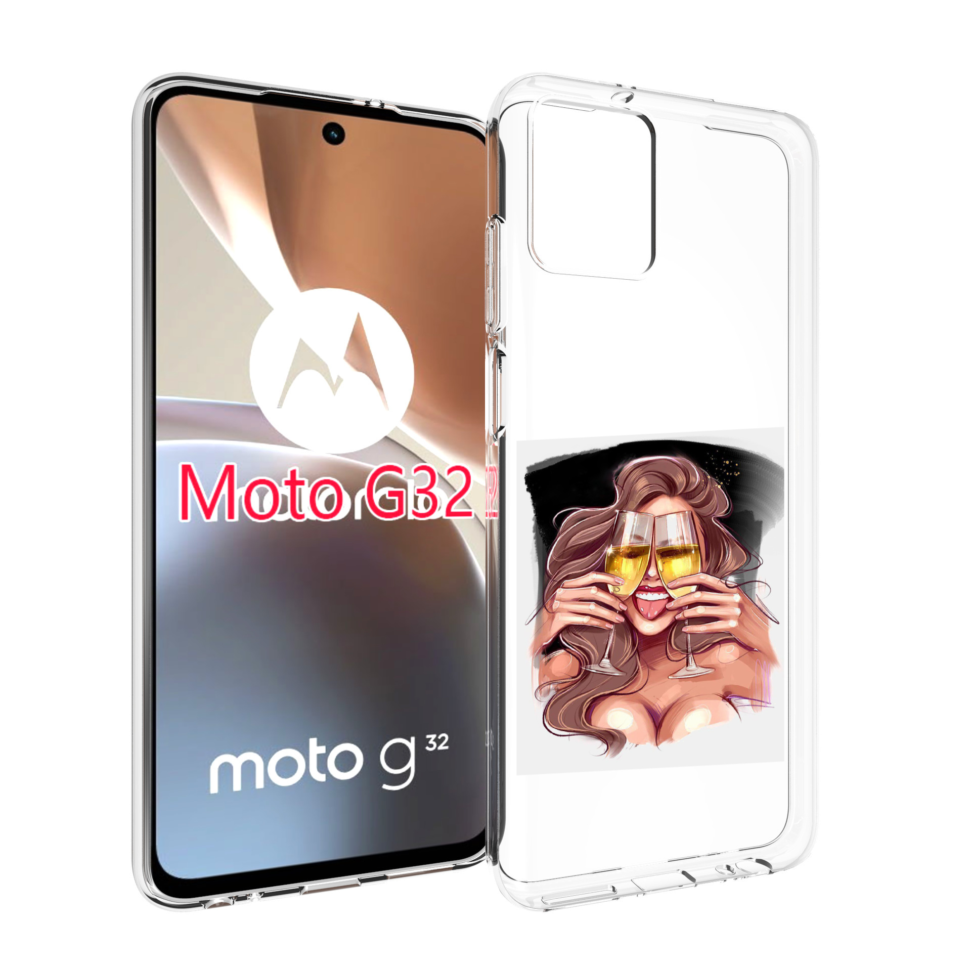 

Чехол MyPads любительница-шампанского-модель женский для Motorola Moto G32, Прозрачный, Tocco