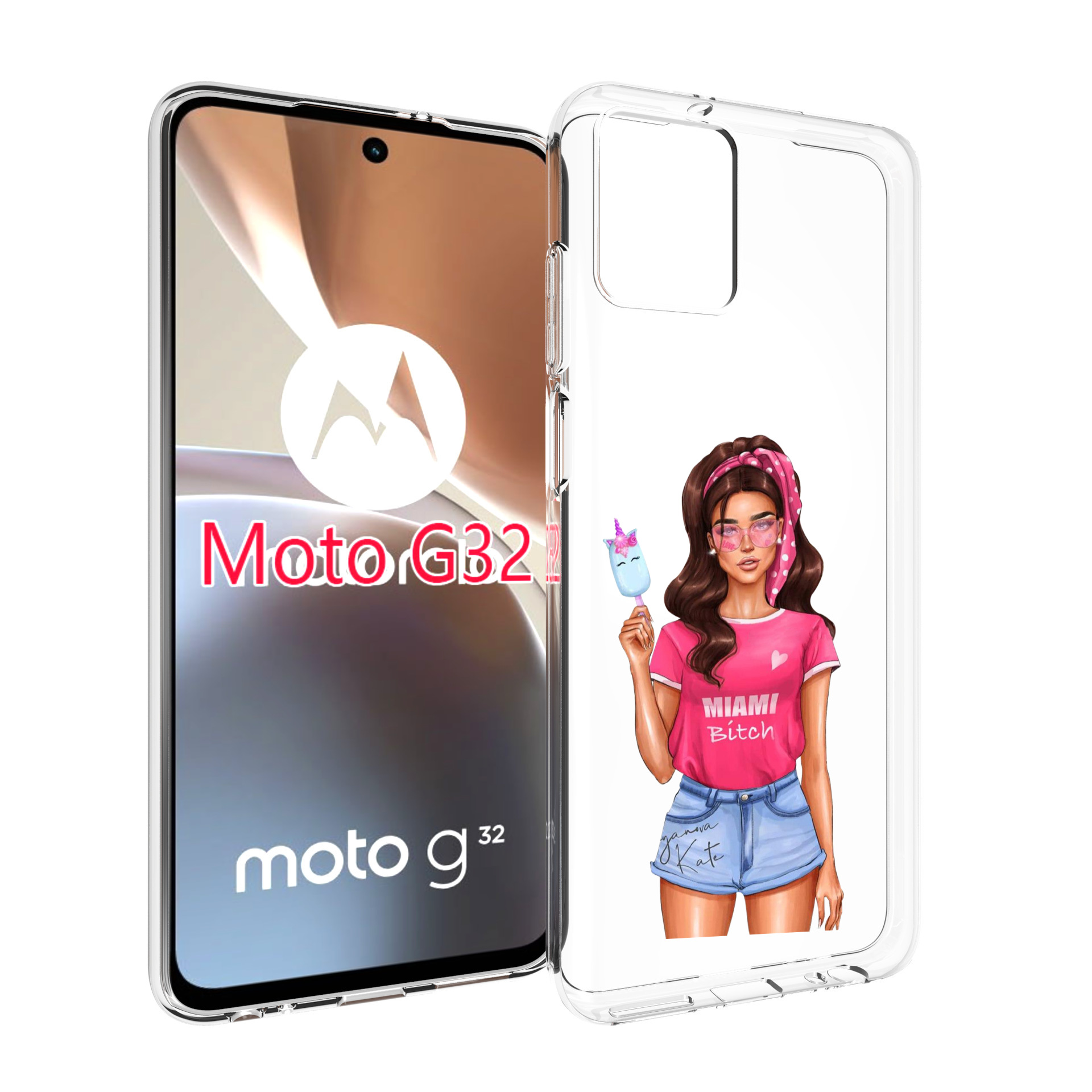 

Чехол MyPads майами-битч женский для Motorola Moto G32, Прозрачный, Tocco