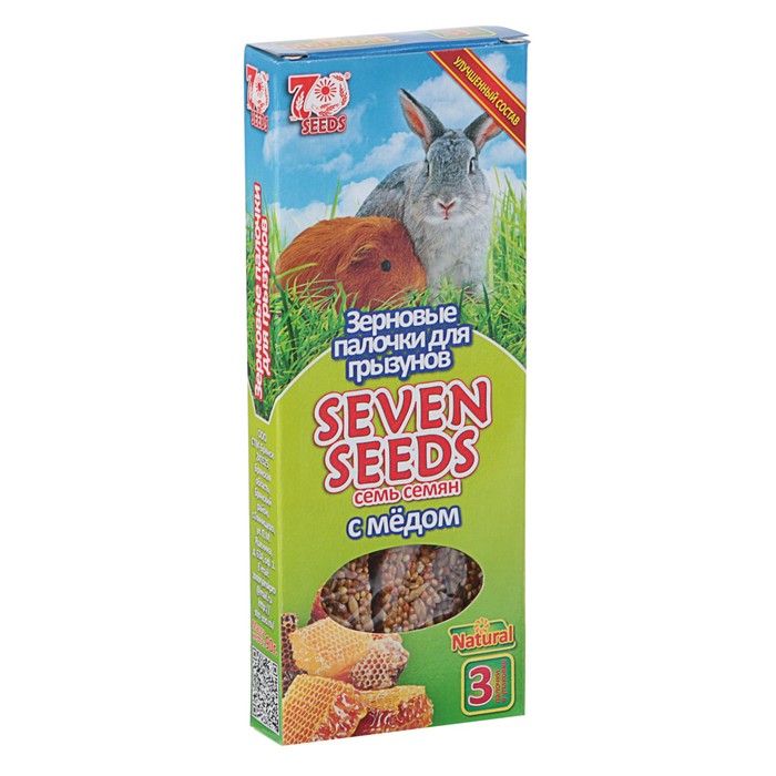 

Лакомство для грызунов Seven Seeds Зерновые палочки медовые, 3 шт, 90 г