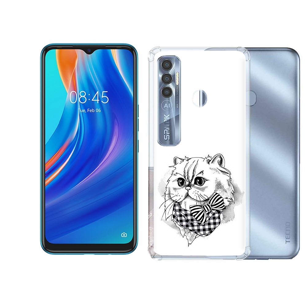 

Чехол MyPads Tocco для Tecno Spark 7 Pro нарисованная красивая кошечка, Прозрачный, Tocco