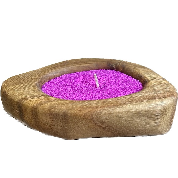 Насыпная свеча в гранулах деревянный подсвечник розовый воск