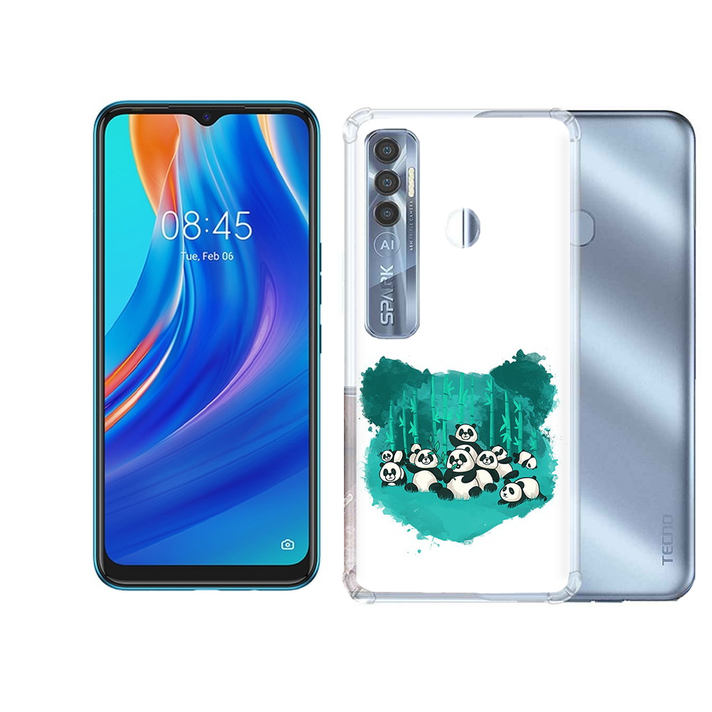 

Чехол MyPads Tocco для Tecno Spark 7 Pro нарисованные панды, Прозрачный, Tocco