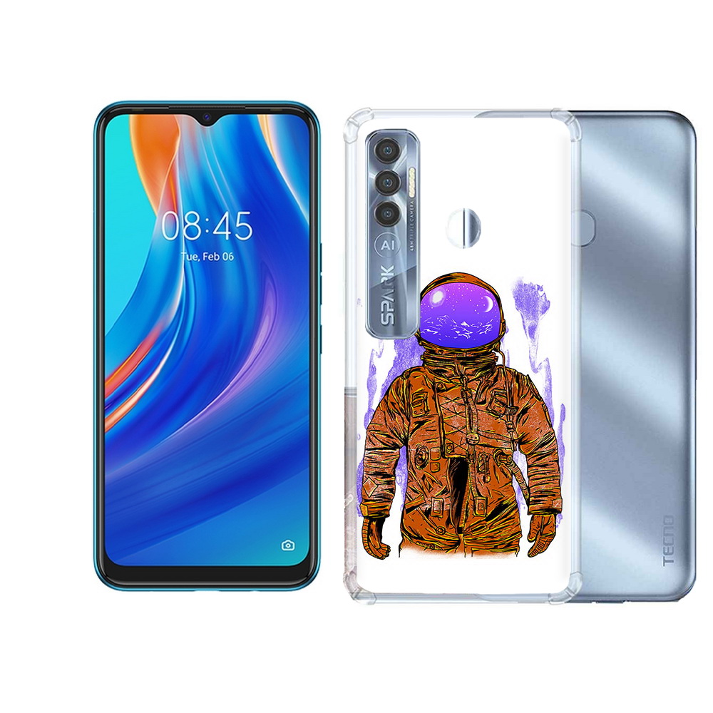 

Чехол MyPads Tocco для Tecno Spark 7 Pro нарисованный мужчина в скафандре, Прозрачный, Tocco