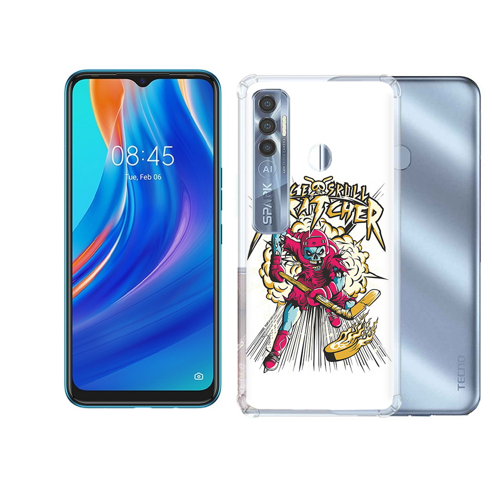 

Чехол MyPads Tocco для Tecno Spark 7 Pro нарисованный скелет хоккеист, Прозрачный, Tocco