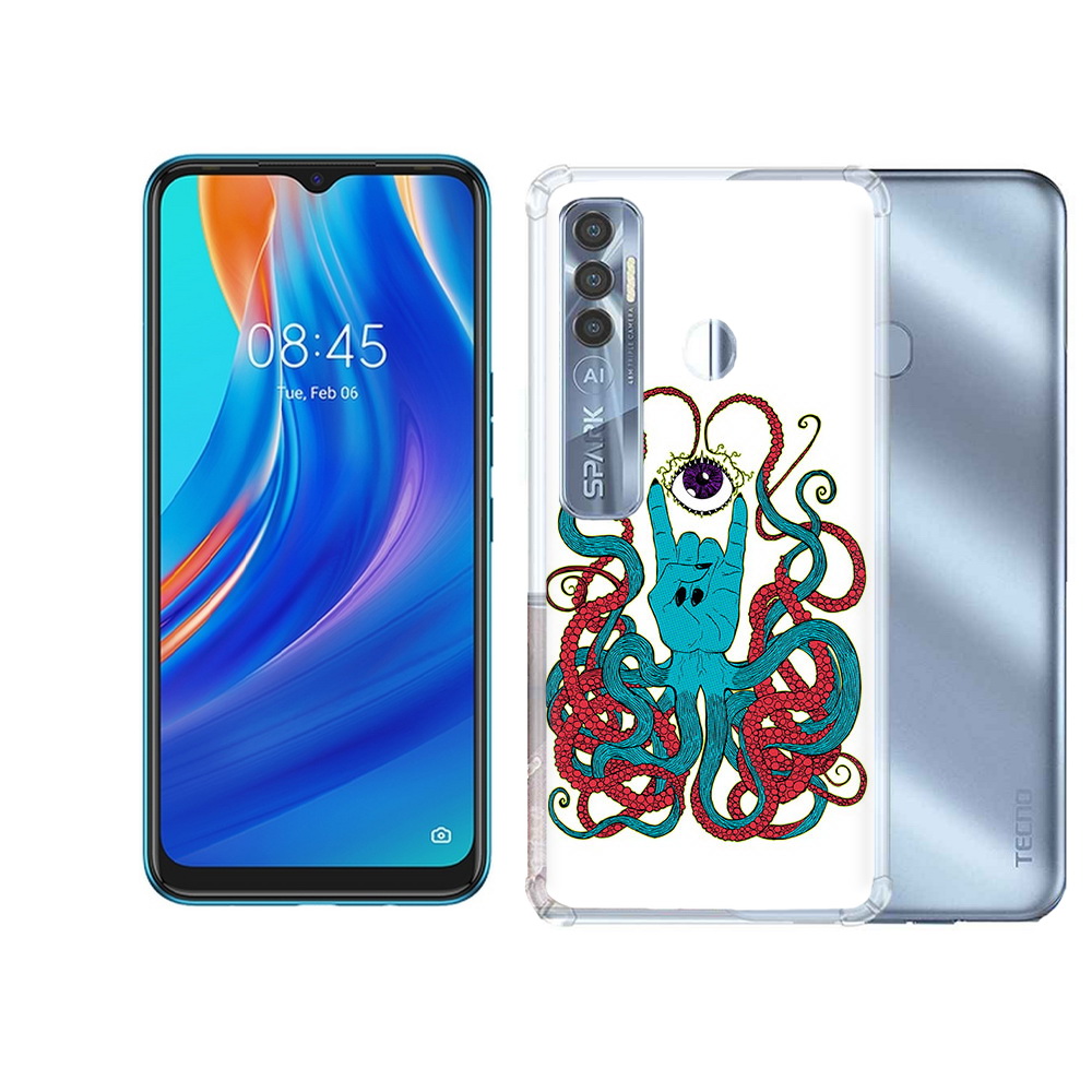 

Чехол MyPads Tocco для Tecno Spark 7 Pro осьминог-рука абстракция, Прозрачный, Tocco
