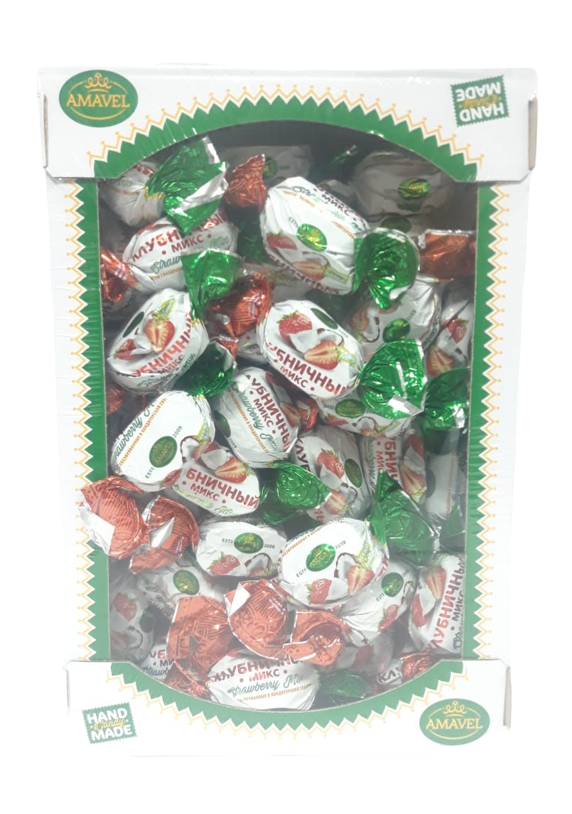 Конфеты Amavel Клубничный микс глазированные, сухофрукты в шоколаде, 1 кг