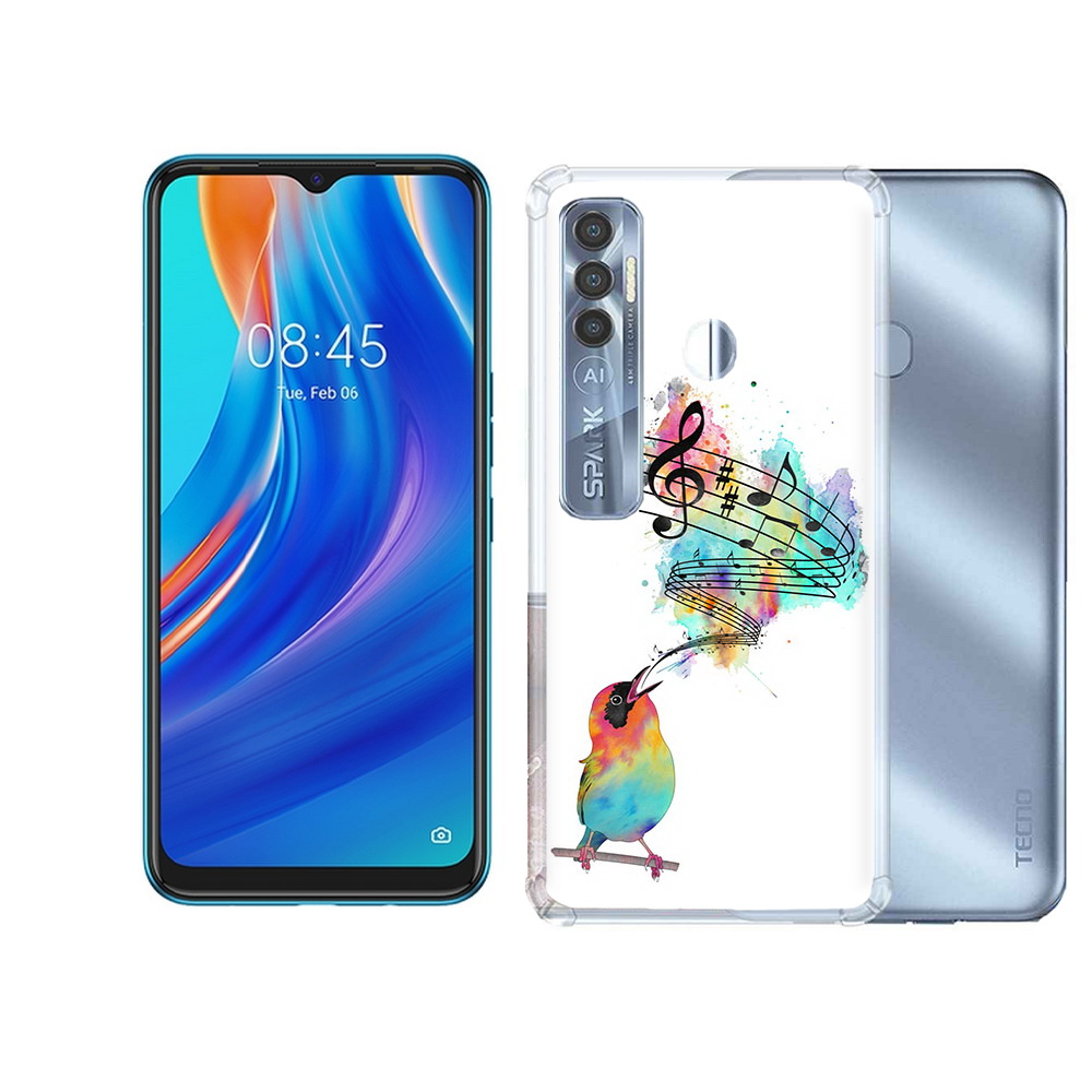 

Чехол MyPads Tocco для Tecno Spark 7 Pro певчая птичка, Прозрачный, Tocco