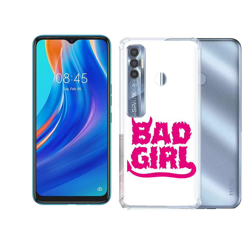 

Чехол MyPads Tocco для Tecno Spark 7 Pro плохая девочка, Прозрачный, Tocco