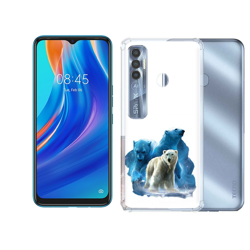 

Чехол MyPads Tocco для Tecno Spark 7 Pro полярный медведь, Прозрачный, Tocco