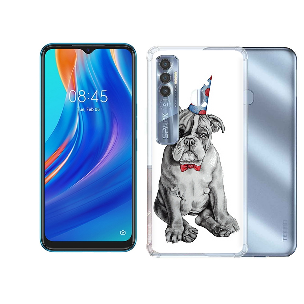 

Чехол MyPads Tocco для Tecno Spark 7 Pro праздничный щенок, Прозрачный, Tocco